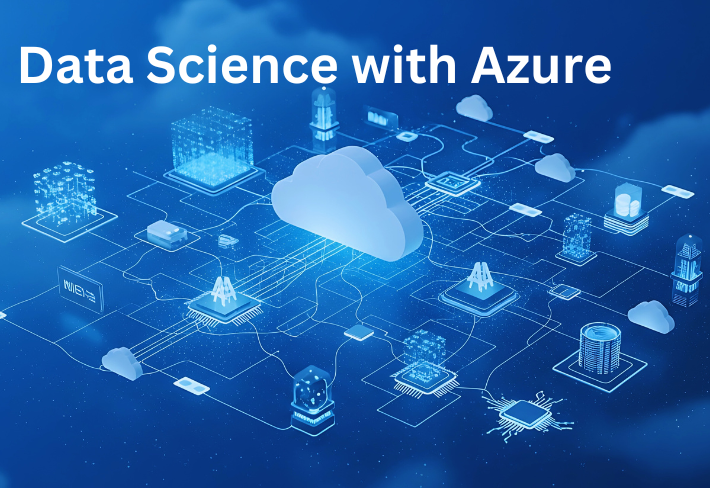 Cloud-based data science and analytics network visualization representing Azure data science training program